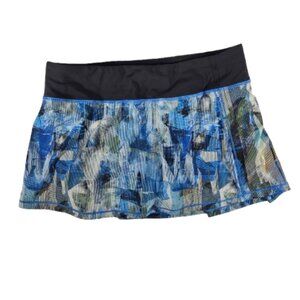 Lululemon Pace Rival Play Off Pleats Skirt Blue Black Women's Size 8 Athleisure